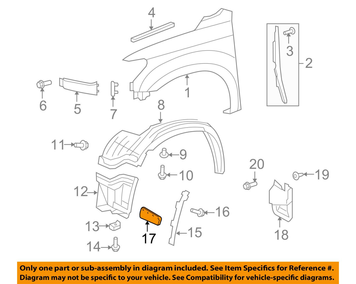 Amazon.com: Toyota 53852-0C020 Wheel Opening Extension Pad, Left